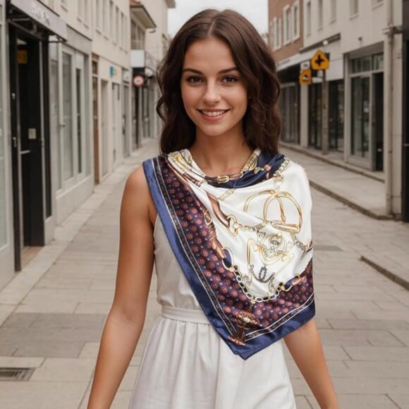 ? Luxe Silky Head Scarf for Women – Printed Square Scarf, Satin-Look Bandana main image 4